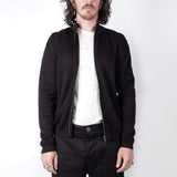 Ribbed Cotton Zip-Up Jacket Black