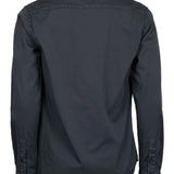 L/S Open Collar Cotton Shirt Black