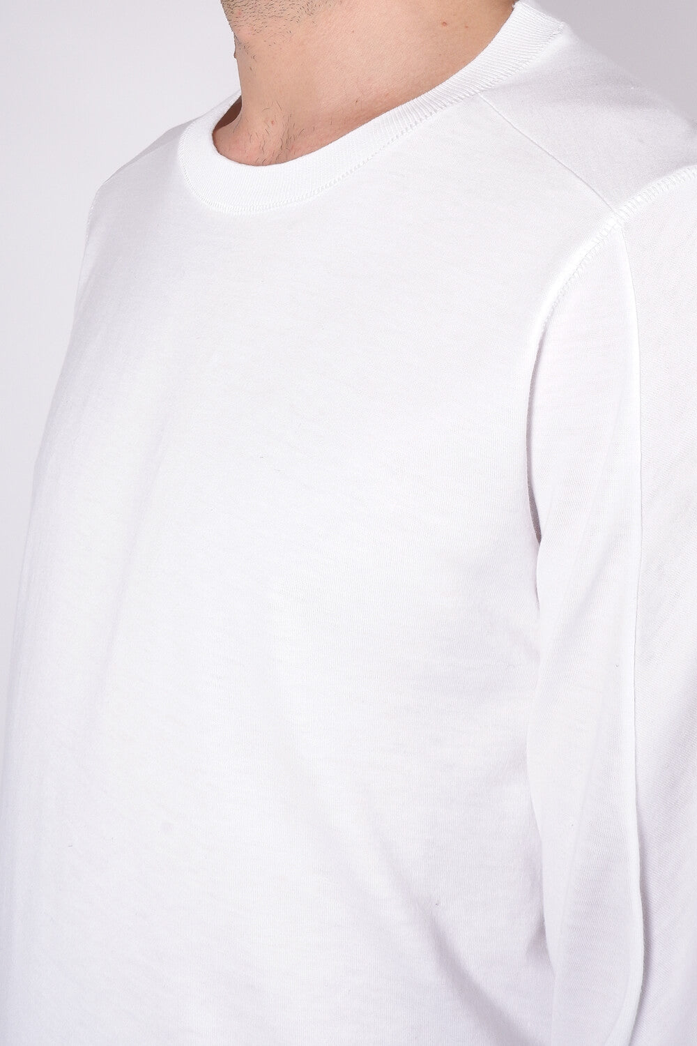 L/S Knitted Collar Jersey T-shirt White