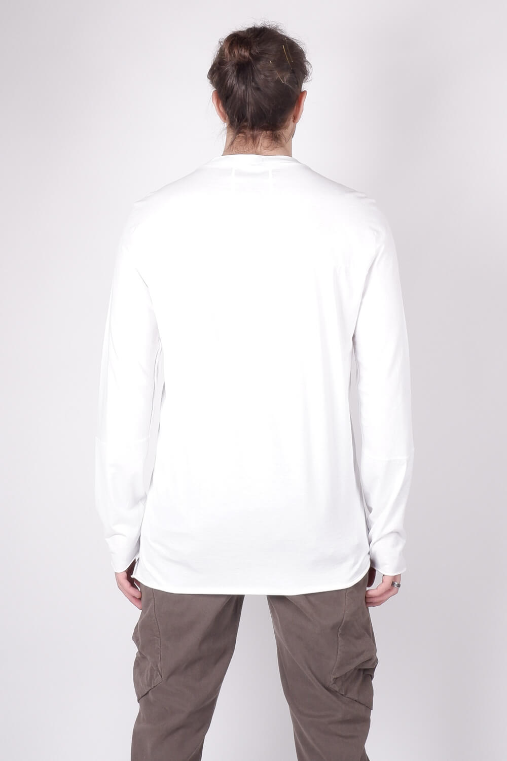 L/S Knitted Collar Jersey T-shirt White