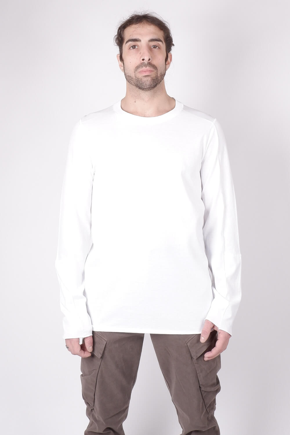 L/S Knitted Collar Jersey T-shirt White