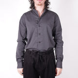 L/S Open Collar Cotton Shirt Black