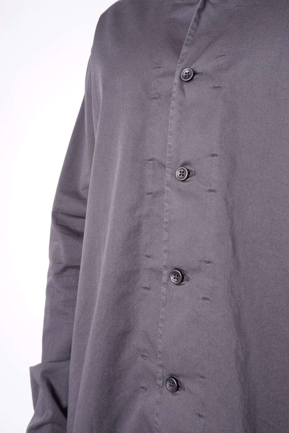 L/S Open Collar Cotton Shirt Black