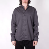 L/S Open Collar Cotton Shirt Black