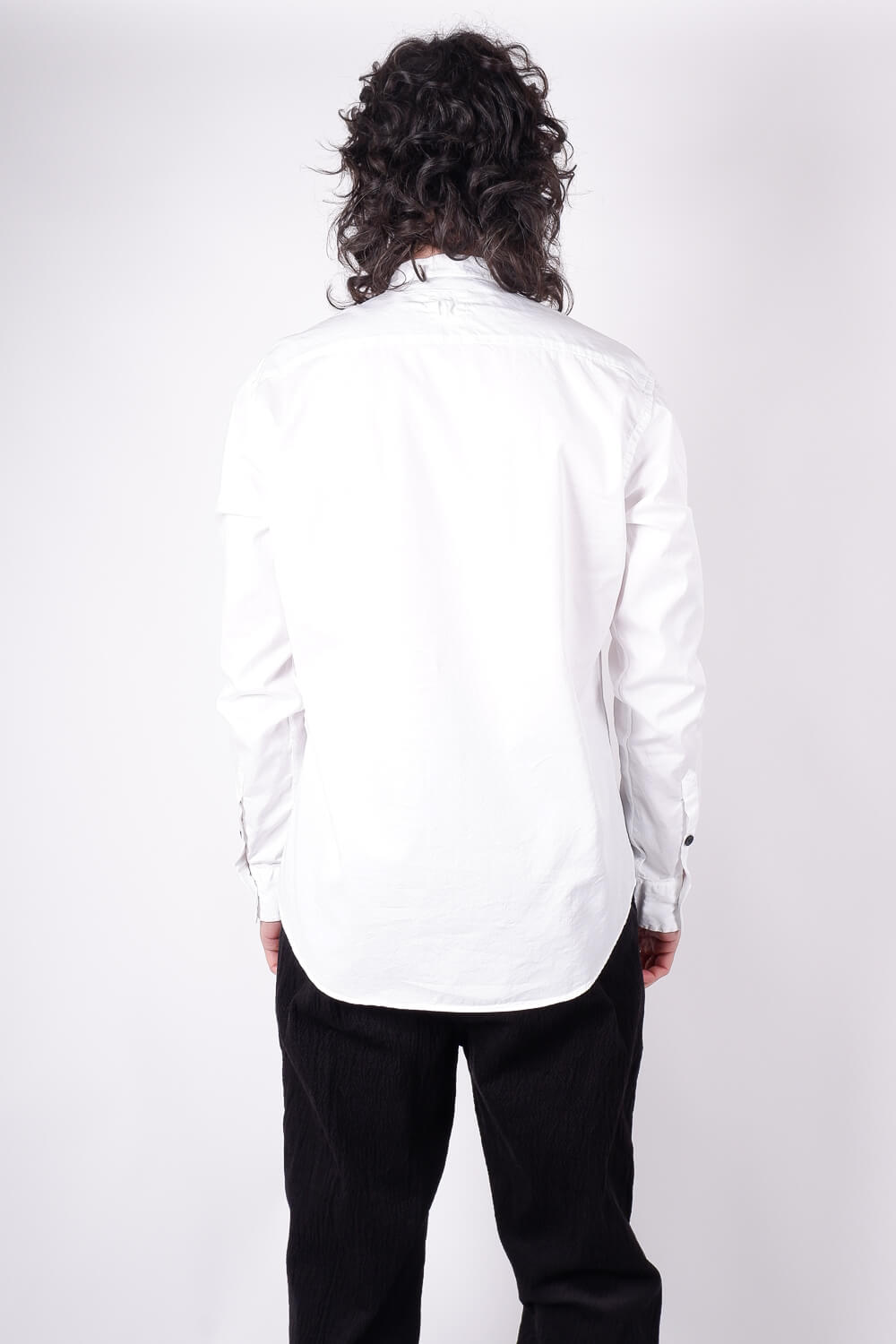 L/S Open Collar Cotton Shirt White