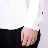 L/S Open Collar Cotton Shirt White