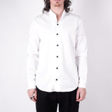 L/S Open Collar Cotton Shirt White