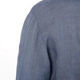 Stand-Up Collar Linen Shirt Blue