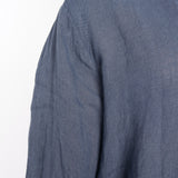 Stand-Up Collar Linen Shirt Blue