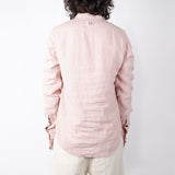 Open Collar Linen Shirt Pink