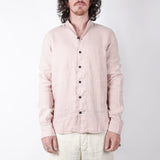 Open Collar Linen Shirt Pink