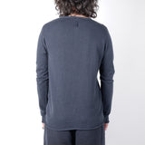 Linen/Cotton Mix Round Neck L/S T-Shirt Navy