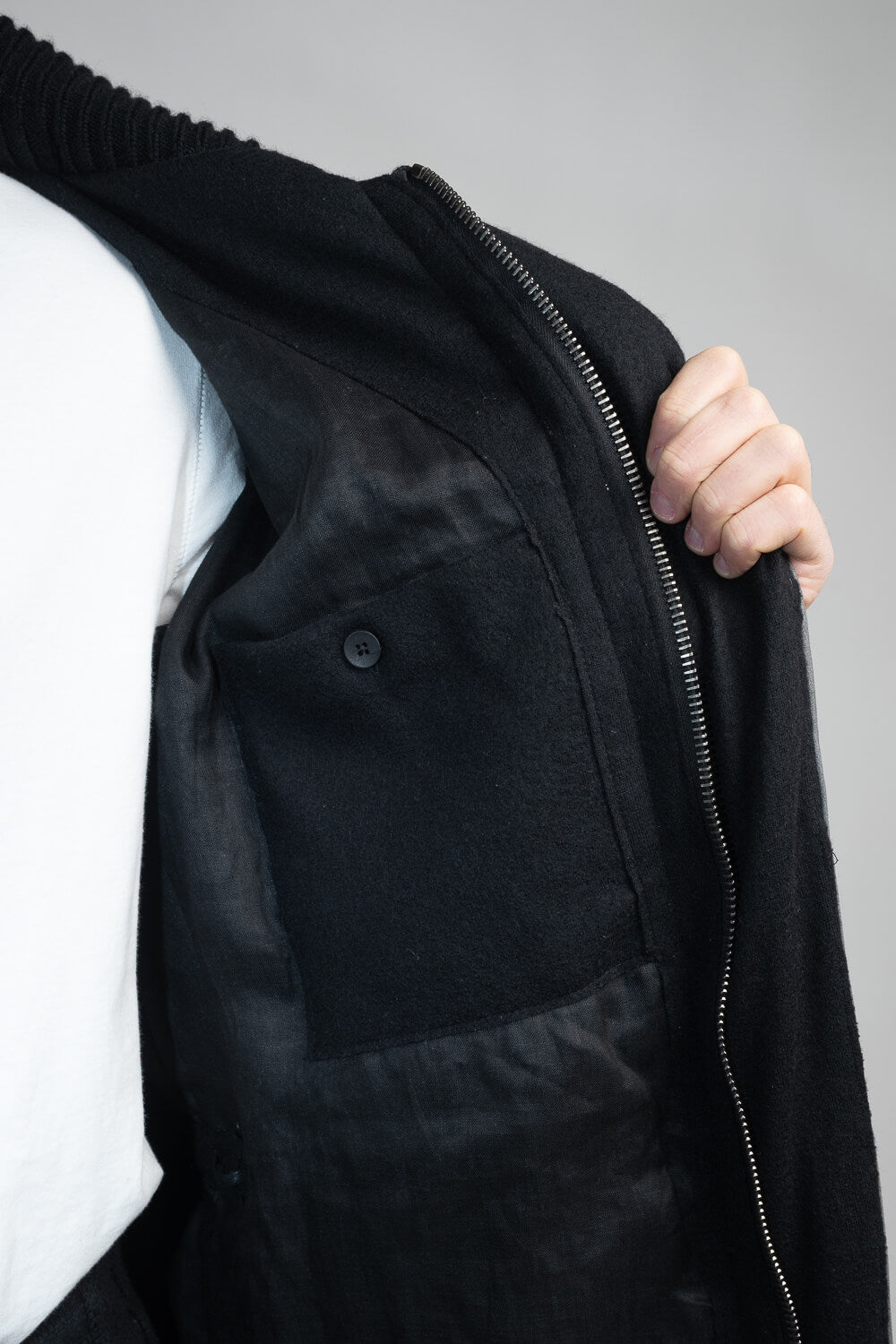 Lamb Leather W/ Wool Inserts Leather Parka Charcoal/Grey