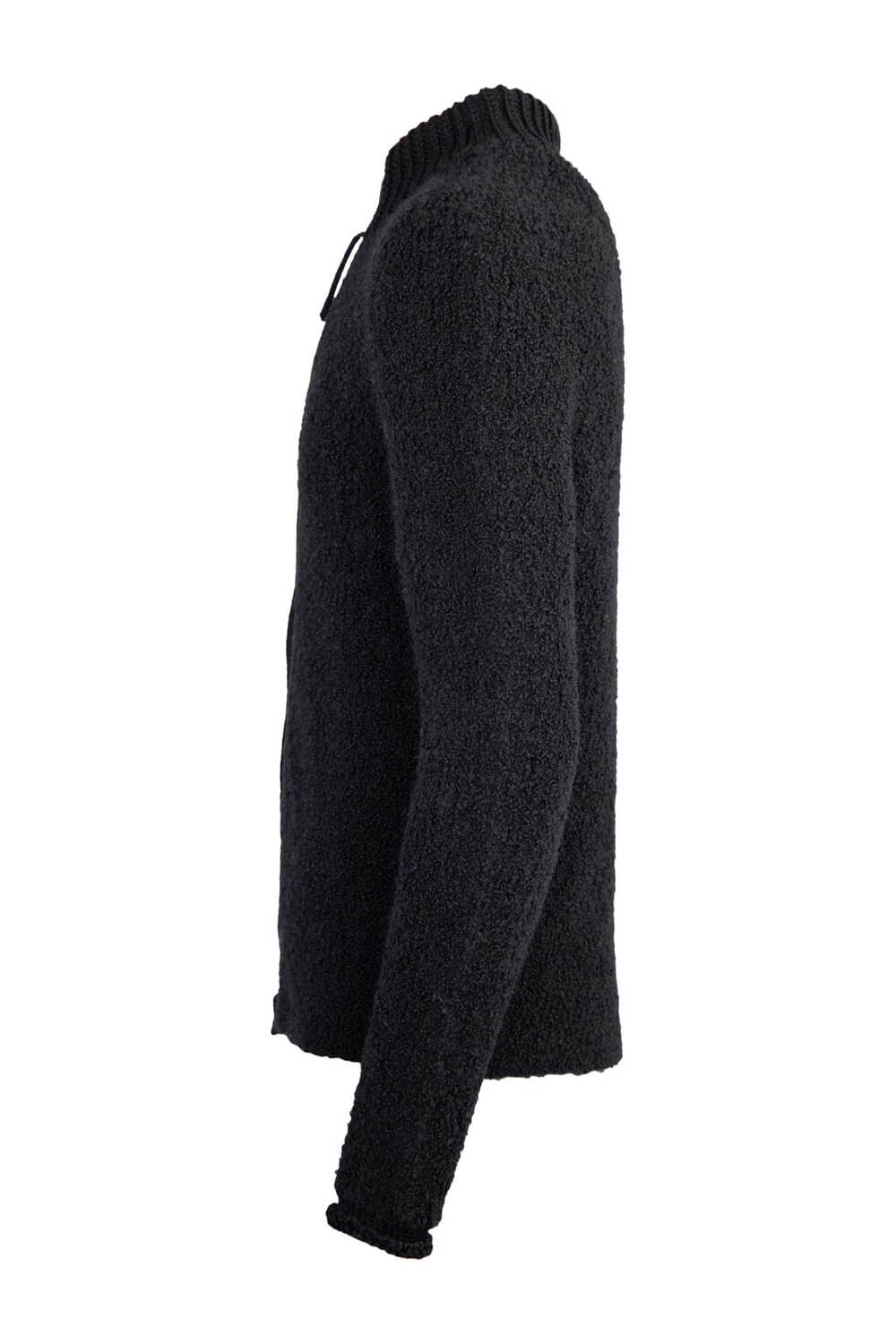 Lana/Virgin Wool Zip-Up Cardigan Black