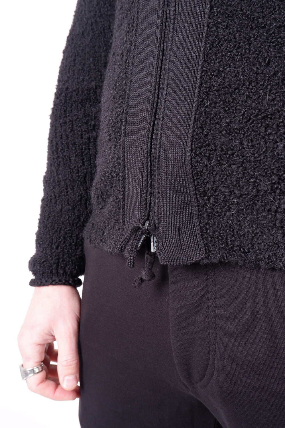 Lana/Virgin Wool Zip-Up Cardigan Black