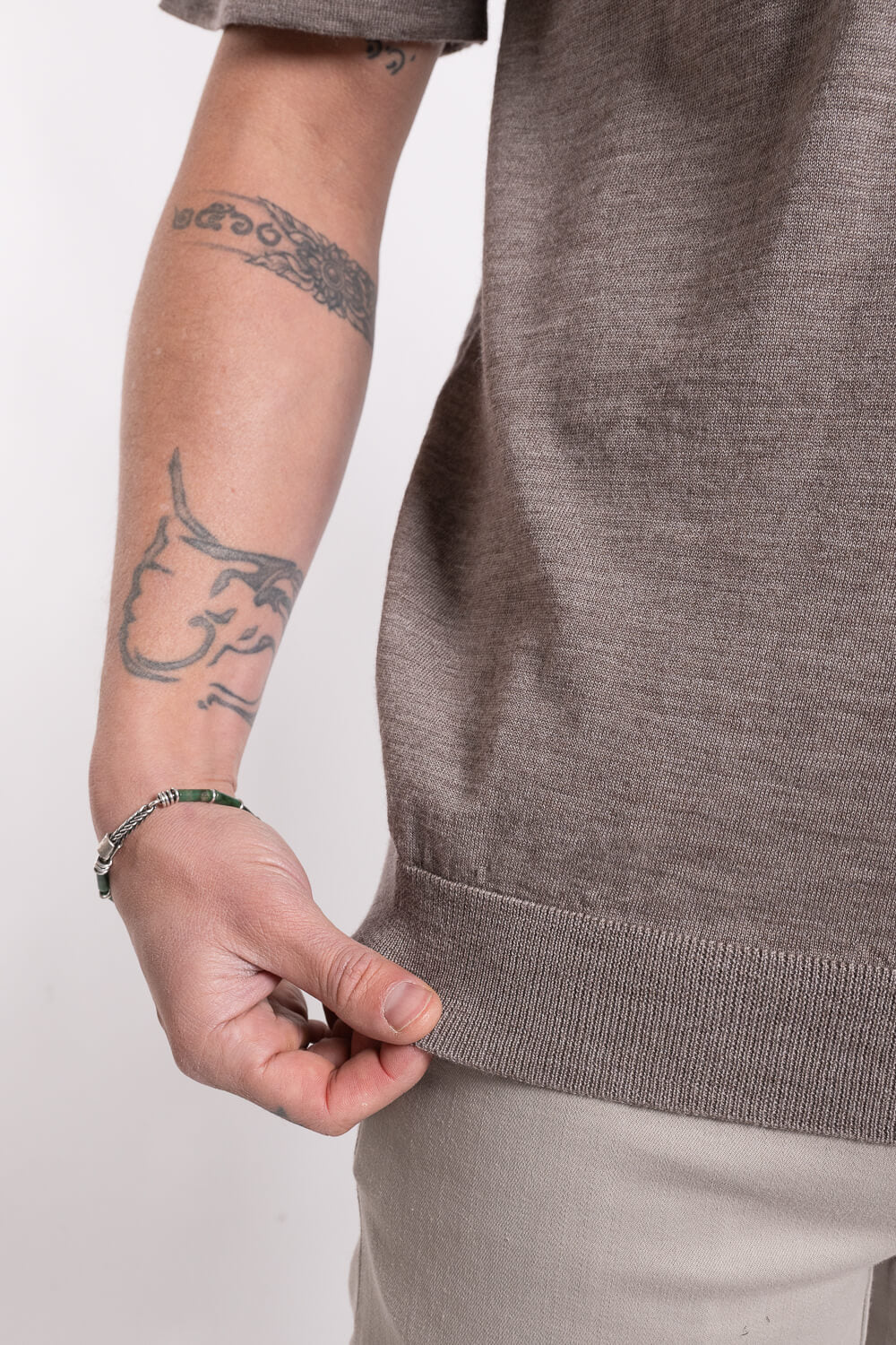 Lana Merino Wool Round Neck T-Shirt Dark Sand