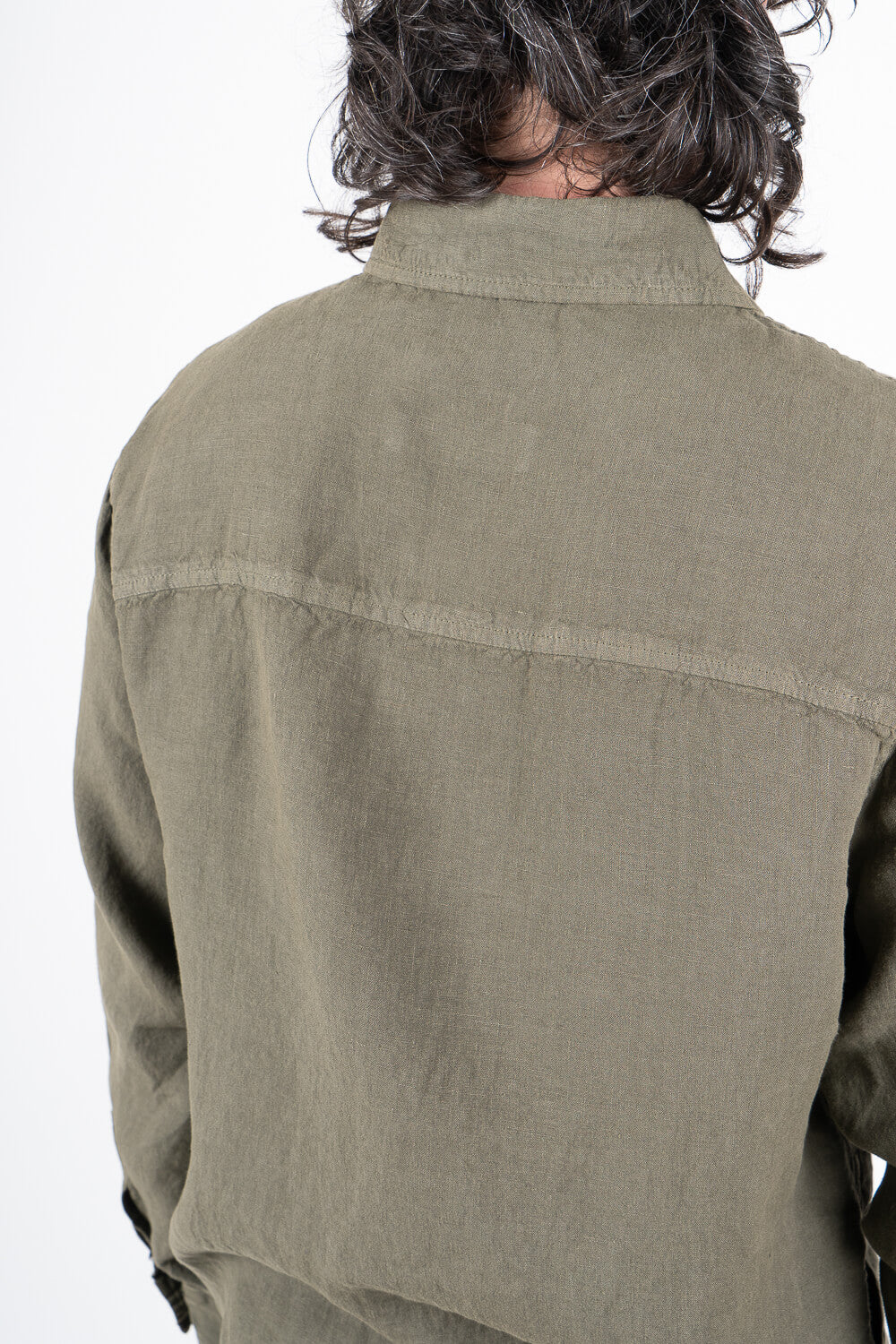 Leroy Italian Linen Overshirt Military Green