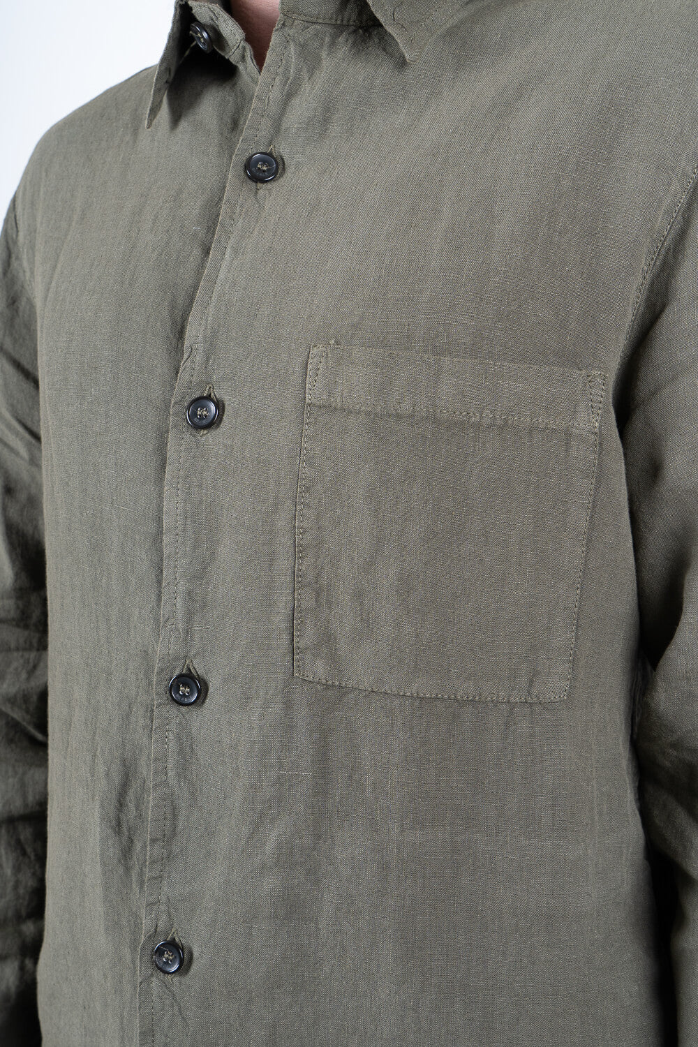 Leroy Italian Linen Overshirt Military Green