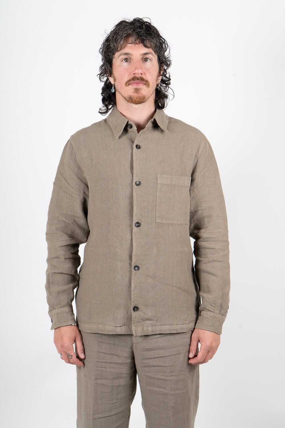 Leroy Italian Linen Overshirt Sand