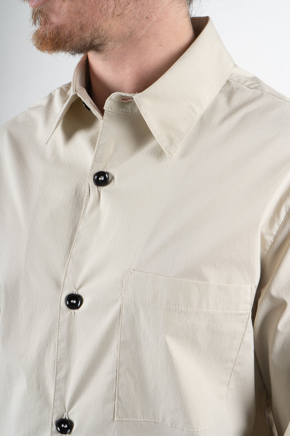 Leroy Relaxed Fit Front Pocket Long Sleeve Shirt Beige