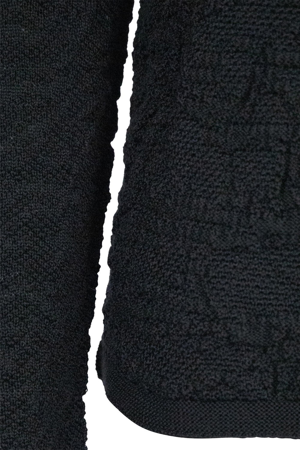 Light Virgin Wool Contrast L/S T-Shirt Black