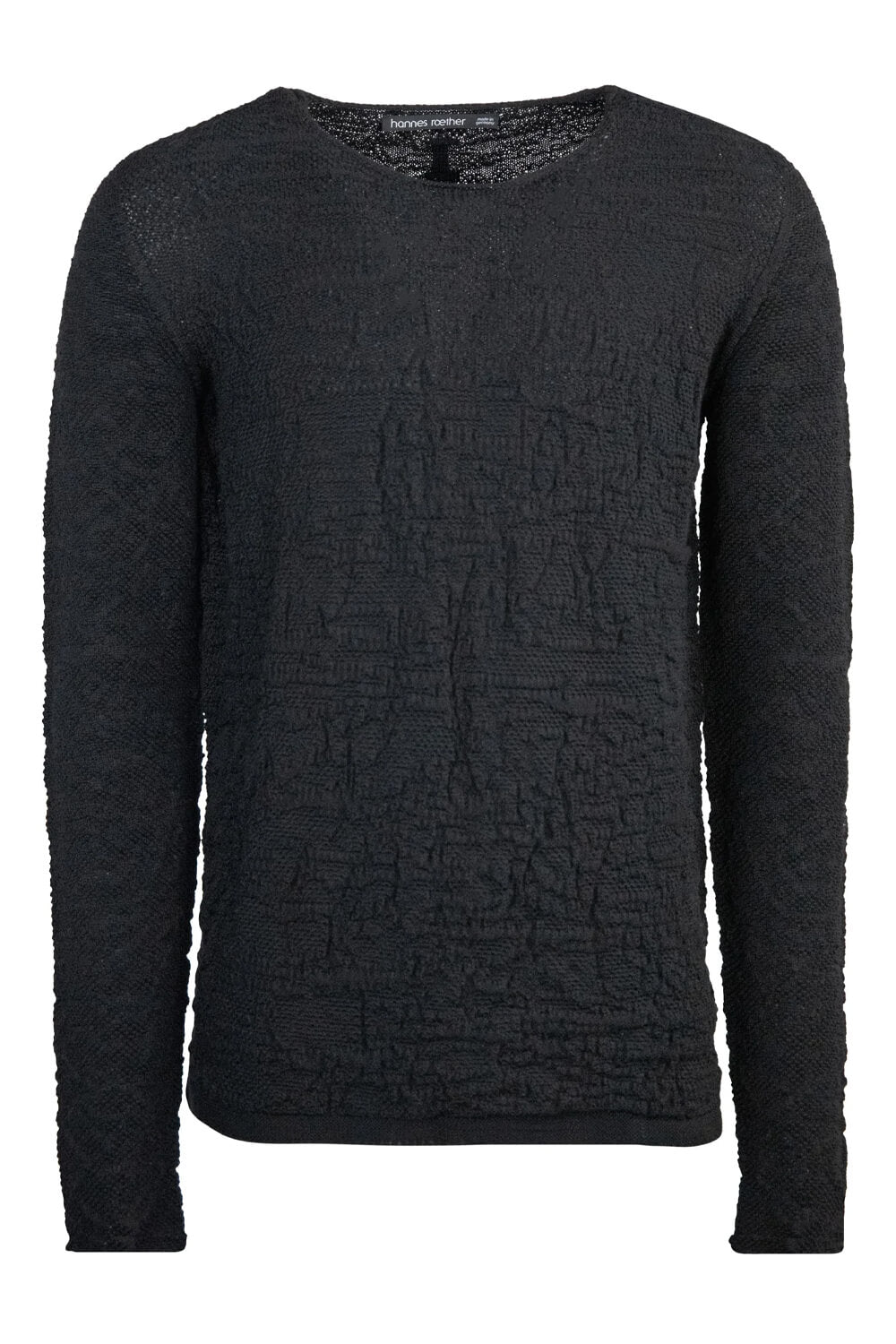 Light Virgin Wool Contrast L/S T-Shirt Black