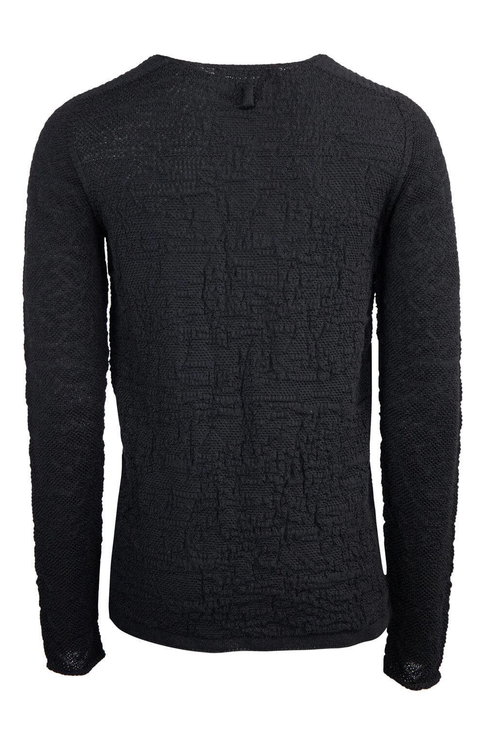 Light Virgin Wool Contrast L/S T-Shirt Black