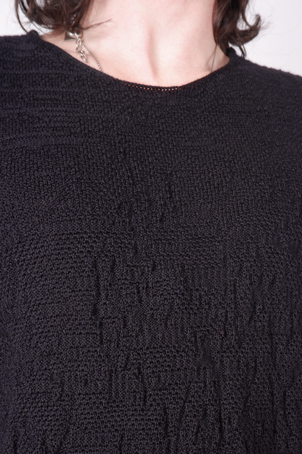 Light Virgin Wool Contrast L/S T-Shirt Black