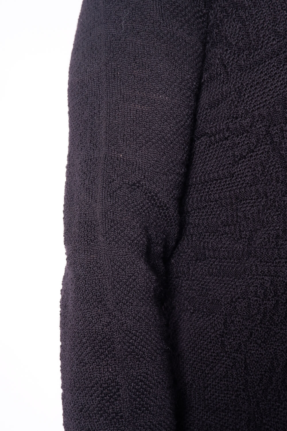 Light Virgin Wool Contrast L/S T-Shirt Black