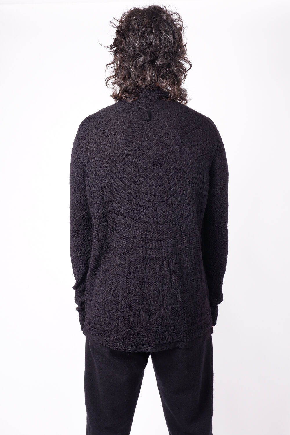 Light Virgin Wool Contrast Turtle Neck Knit Black