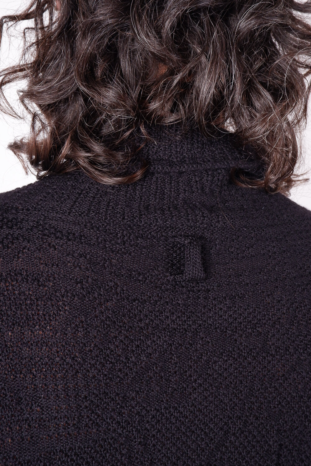 Light Virgin Wool Contrast Turtle Neck Knit Black