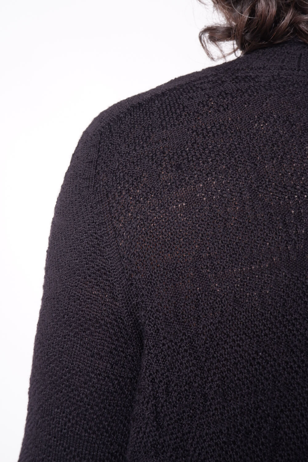 Light Virgin Wool Contrast Turtle Neck Knit Black