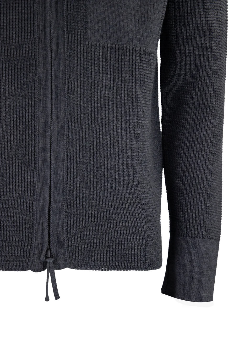 Lightweight Zip-Up Wool Cardigan Charcoal