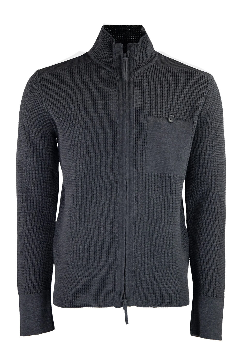 Lightweight Zip-Up Wool Cardigan Charcoal