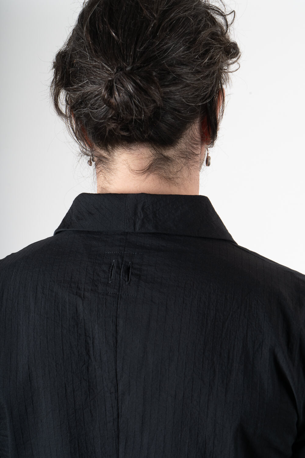 Lightweight Cotton Fine Striped Front Pocket Blazer Black