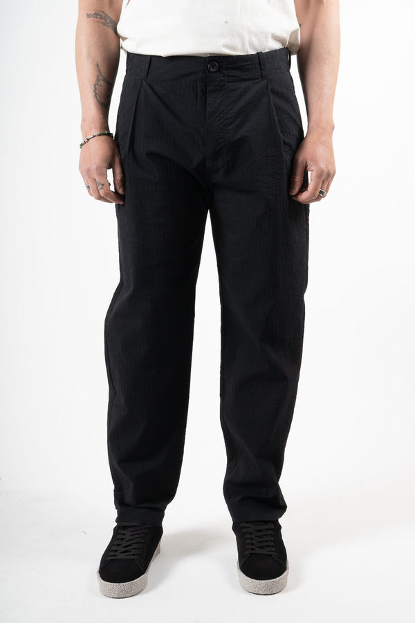 Lightweight Cotton Fine Striped Trousers Black
