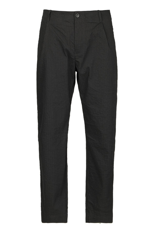 Lightweight Cotton Fine Striped Trousers Black