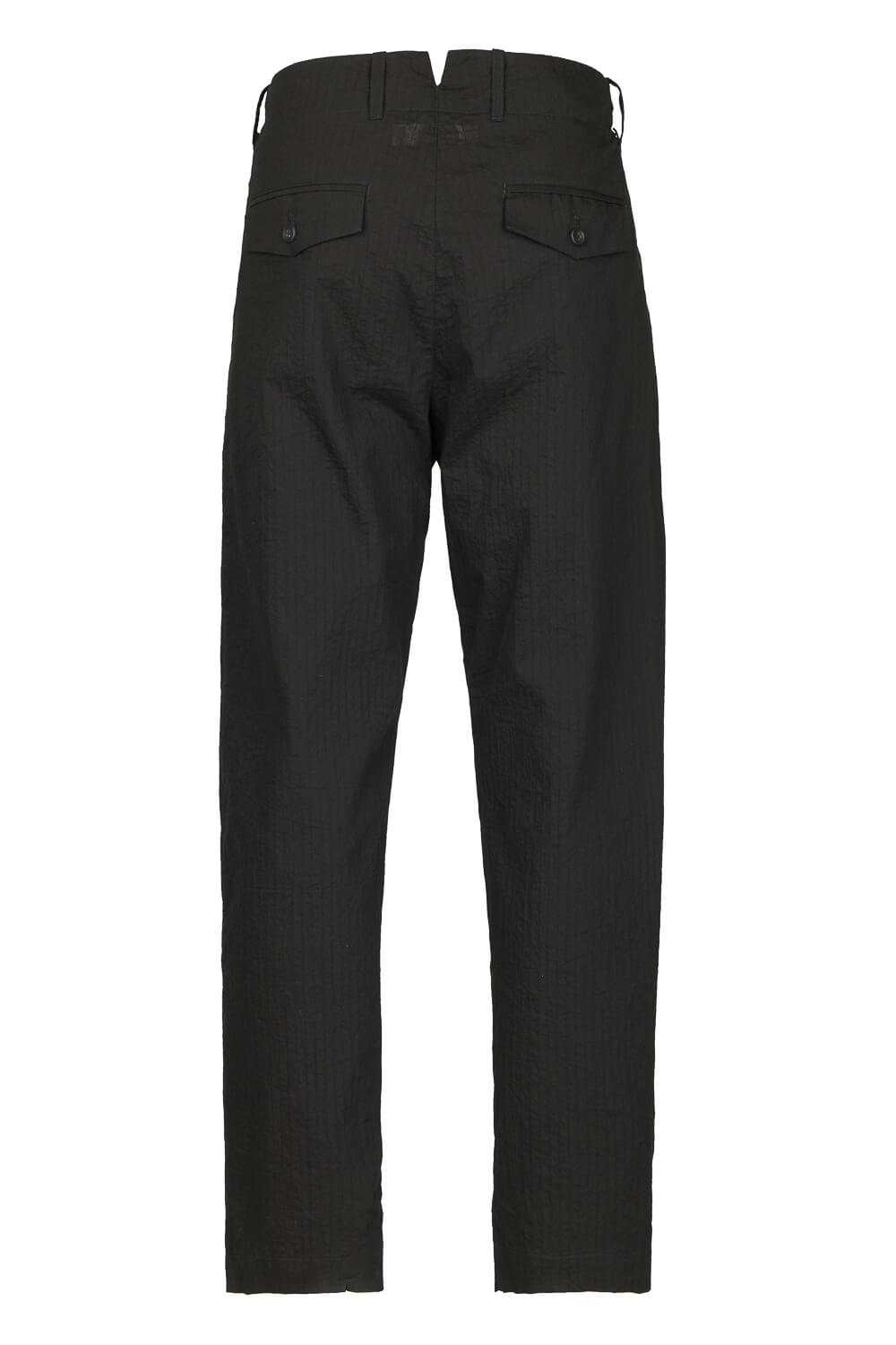 Lightweight Cotton Fine Striped Trousers Black