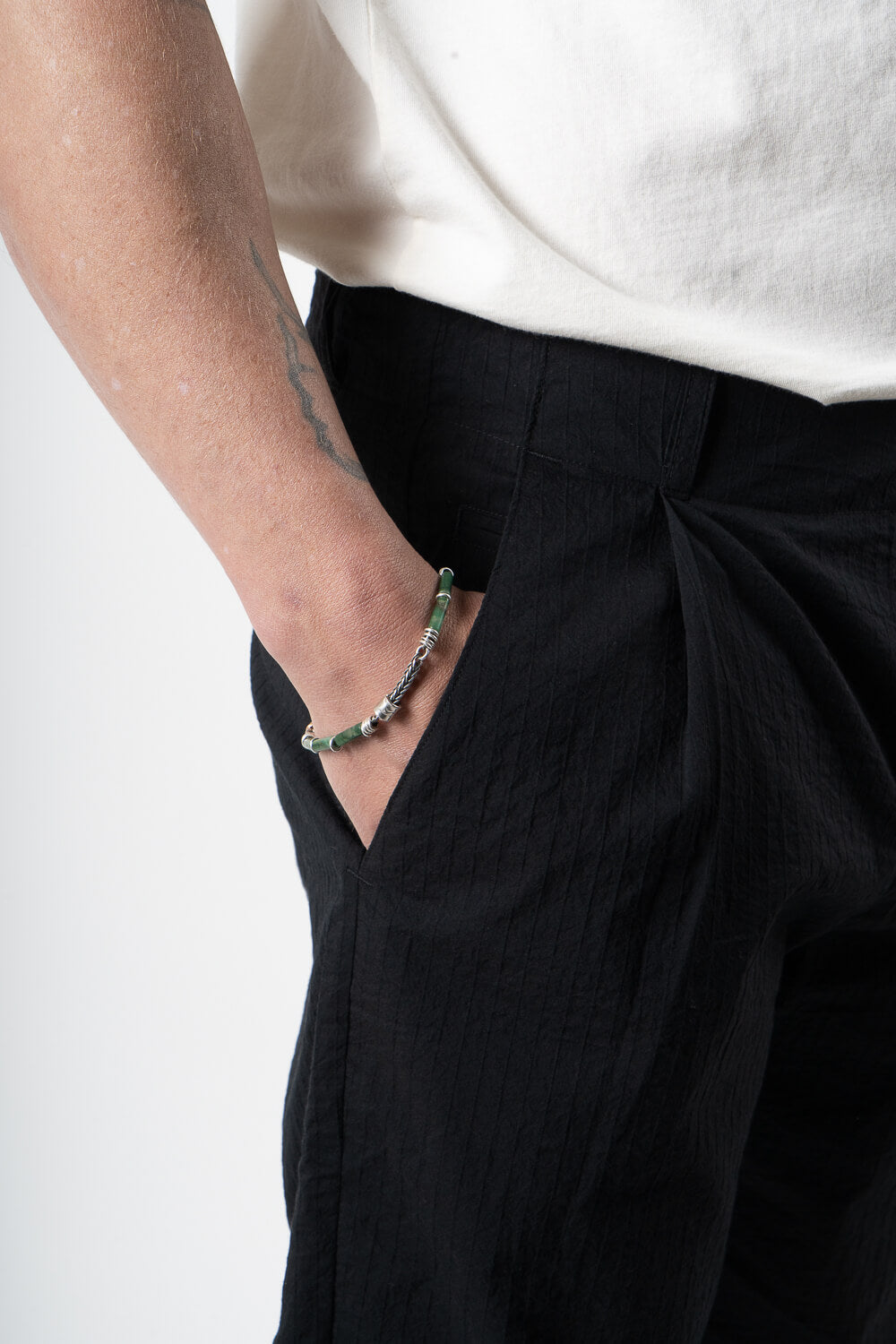 Lightweight Cotton Fine Striped Trousers Black