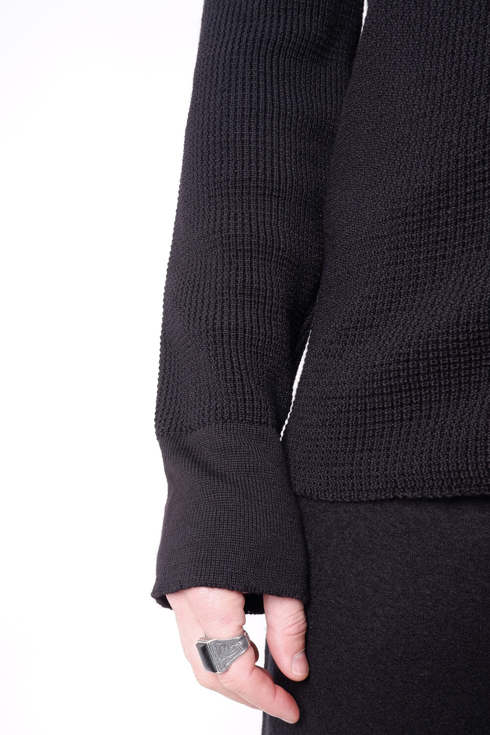 Lightweight Zip-Up Wool Cardigan Black