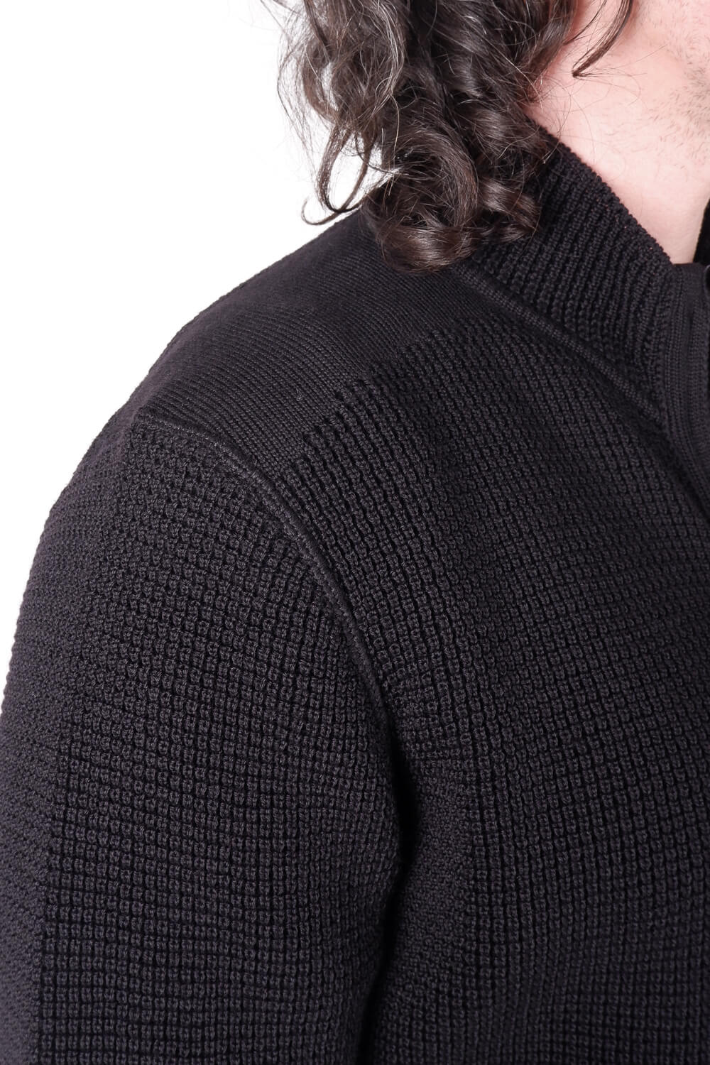 Lightweight Zip-Up Wool Cardigan Black