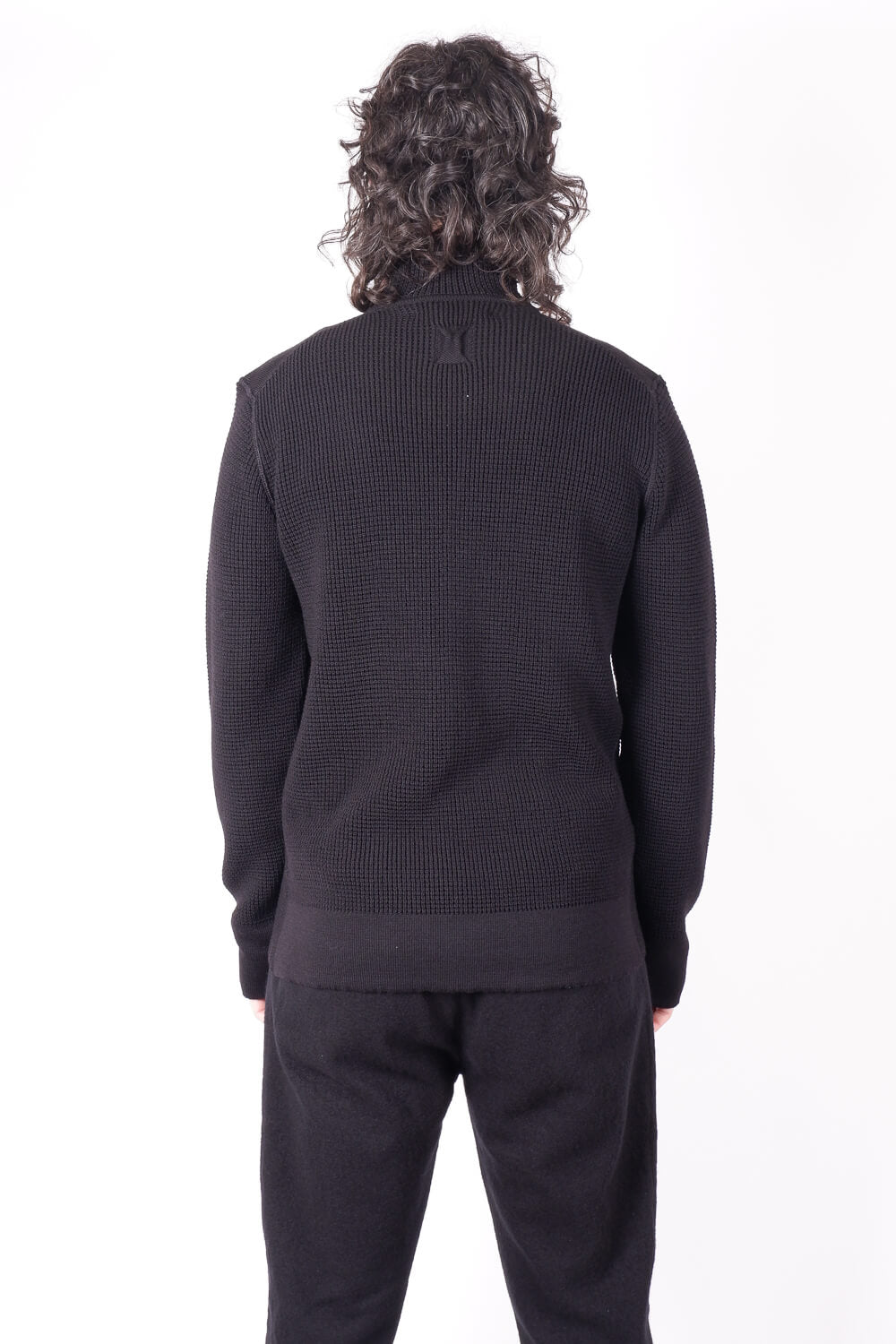 Lightweight Zip-Up Wool Cardigan Black