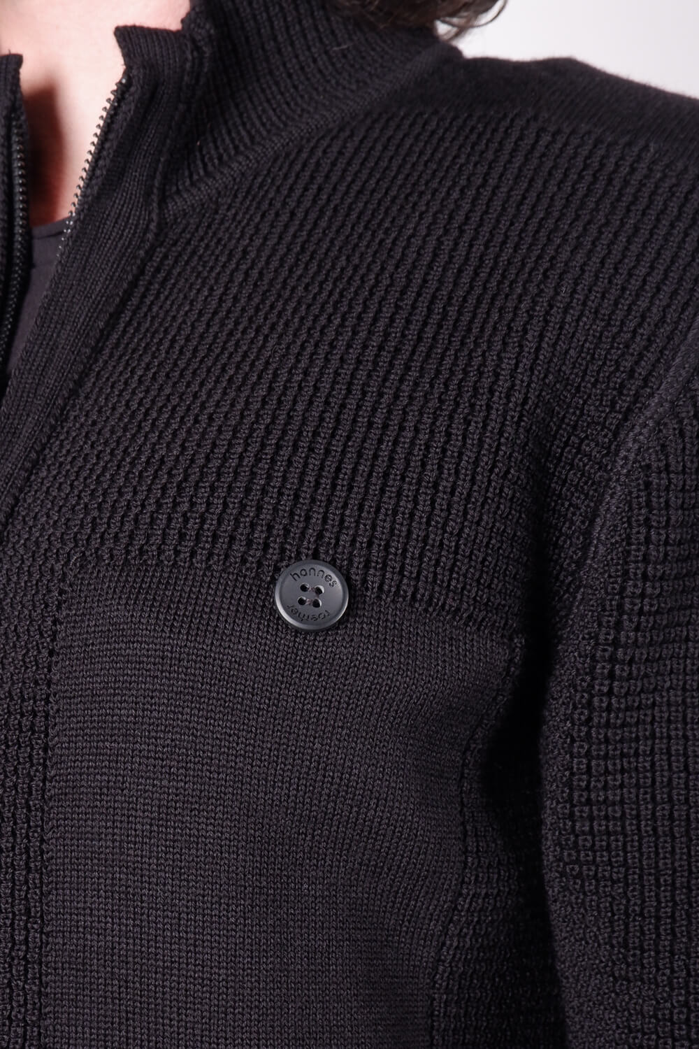 Lightweight Zip-Up Wool Cardigan Black