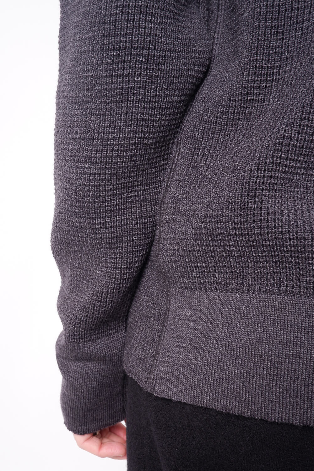 Lightweight Zip-Up Wool Cardigan Charcoal