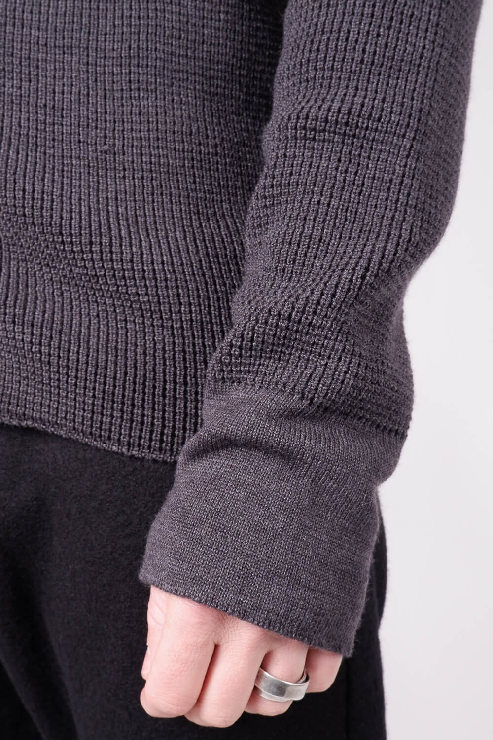 Lightweight Zip-Up Wool Cardigan Charcoal