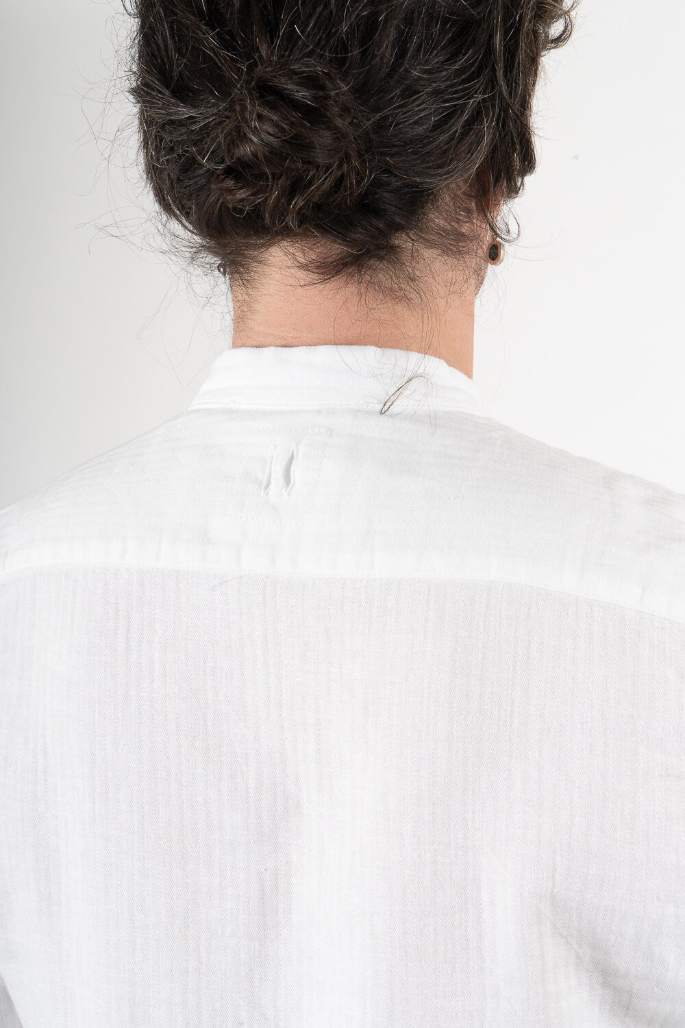 Linen/Cotton Front Button Detail Shirt White