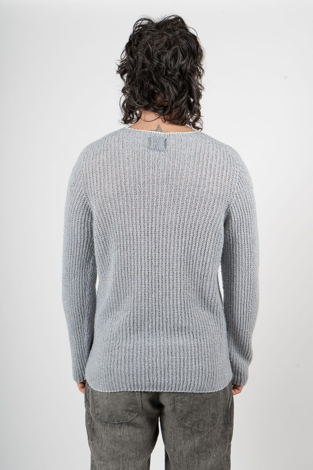 Linen/Cotton Knit Sweater Mint/White