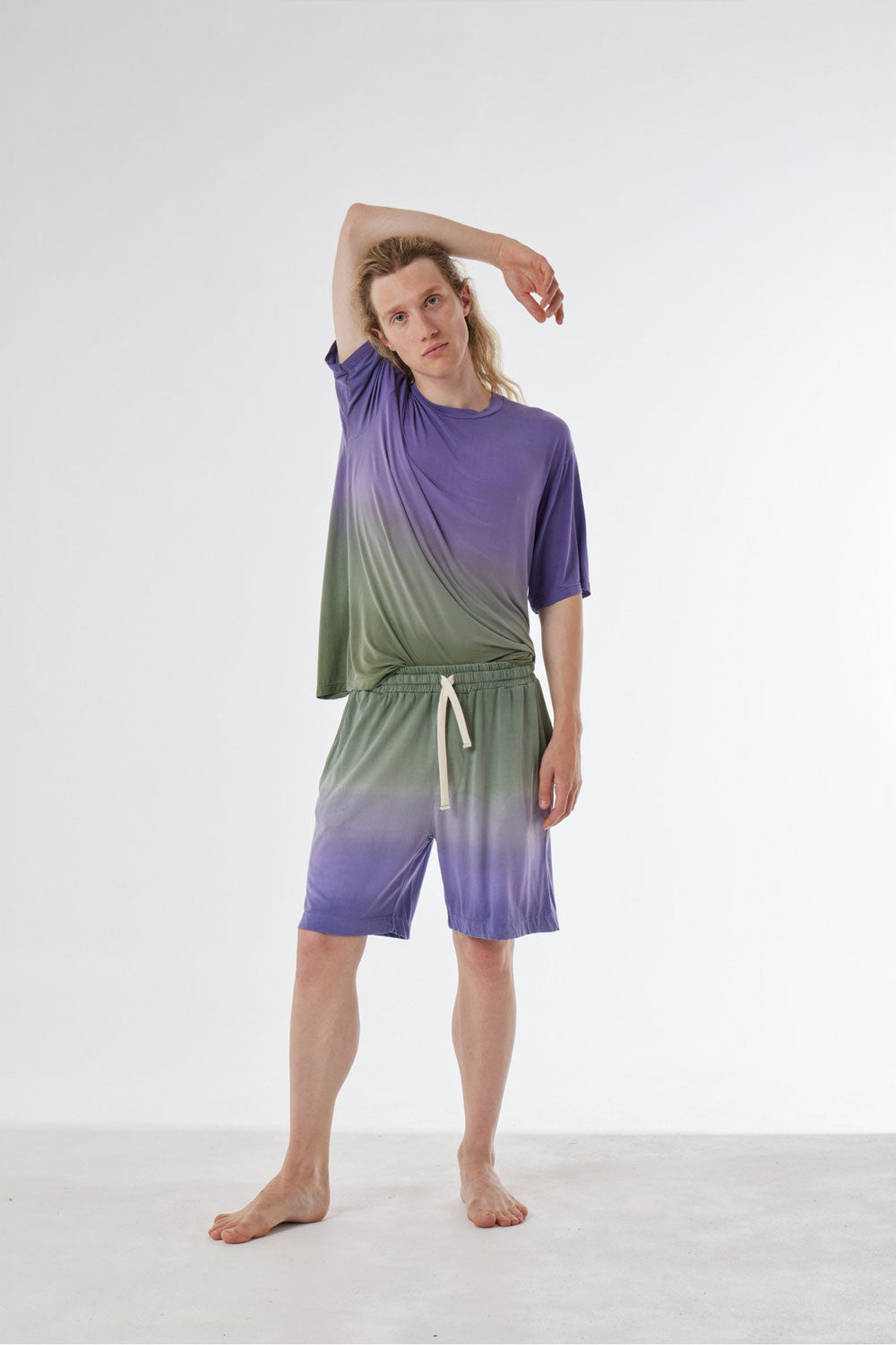 Cupro Faded Design Shorts Green/Purple