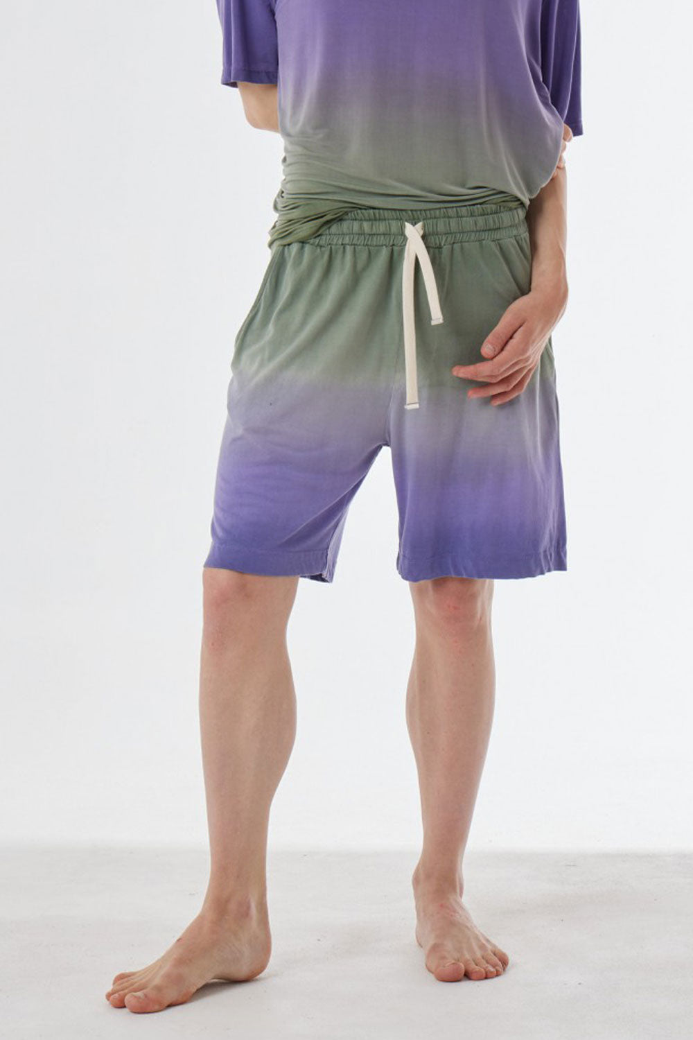 Cupro Faded Design Shorts Green/Purple