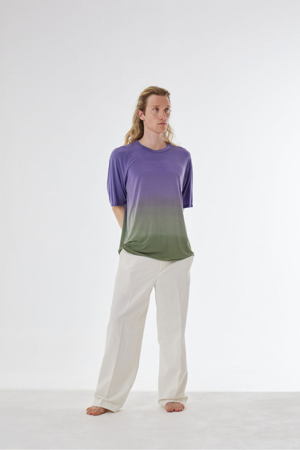 Cupro/cotton Design T-Shirt Green/Purple